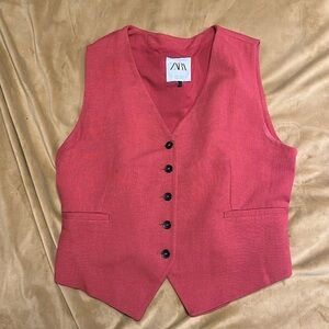 Zara salmon Button-Up Vest
